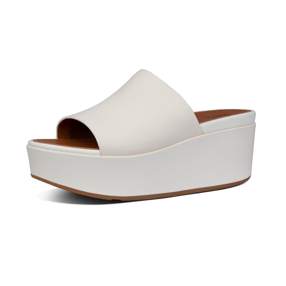 Fitflop Womens Wedge White - Eloise Leather Slides - PK7561298